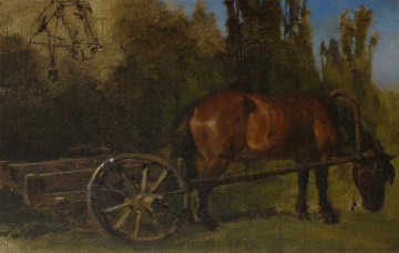 Лошадь, запряженная в телегу. 1872